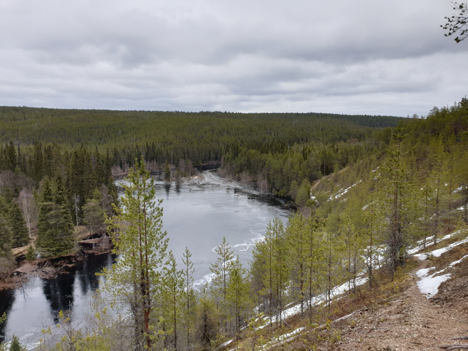 Der Blick auf den Fluss auf der kleinen Karhunkierros-Runde im Oulanka-Nationalpark. (Foto: vk)